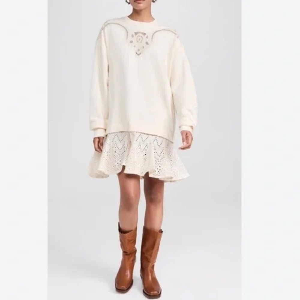NEW Free People Prairie Sweatshirt beige Dress Small
